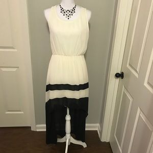 Tea-n-Rose Cream & Black Chiffon Party Dress